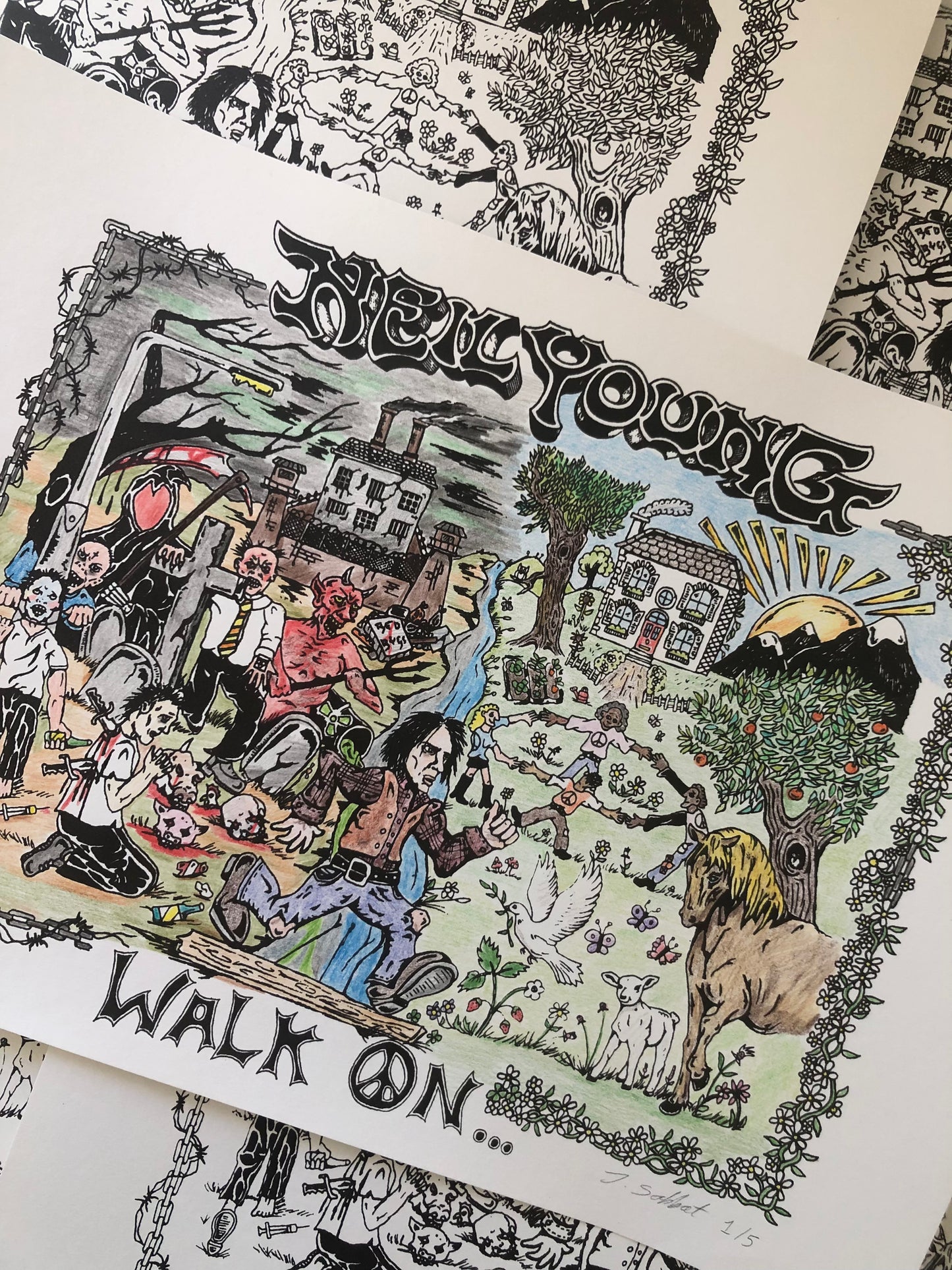 Keep Walking Limited Edition Hand Coloured print