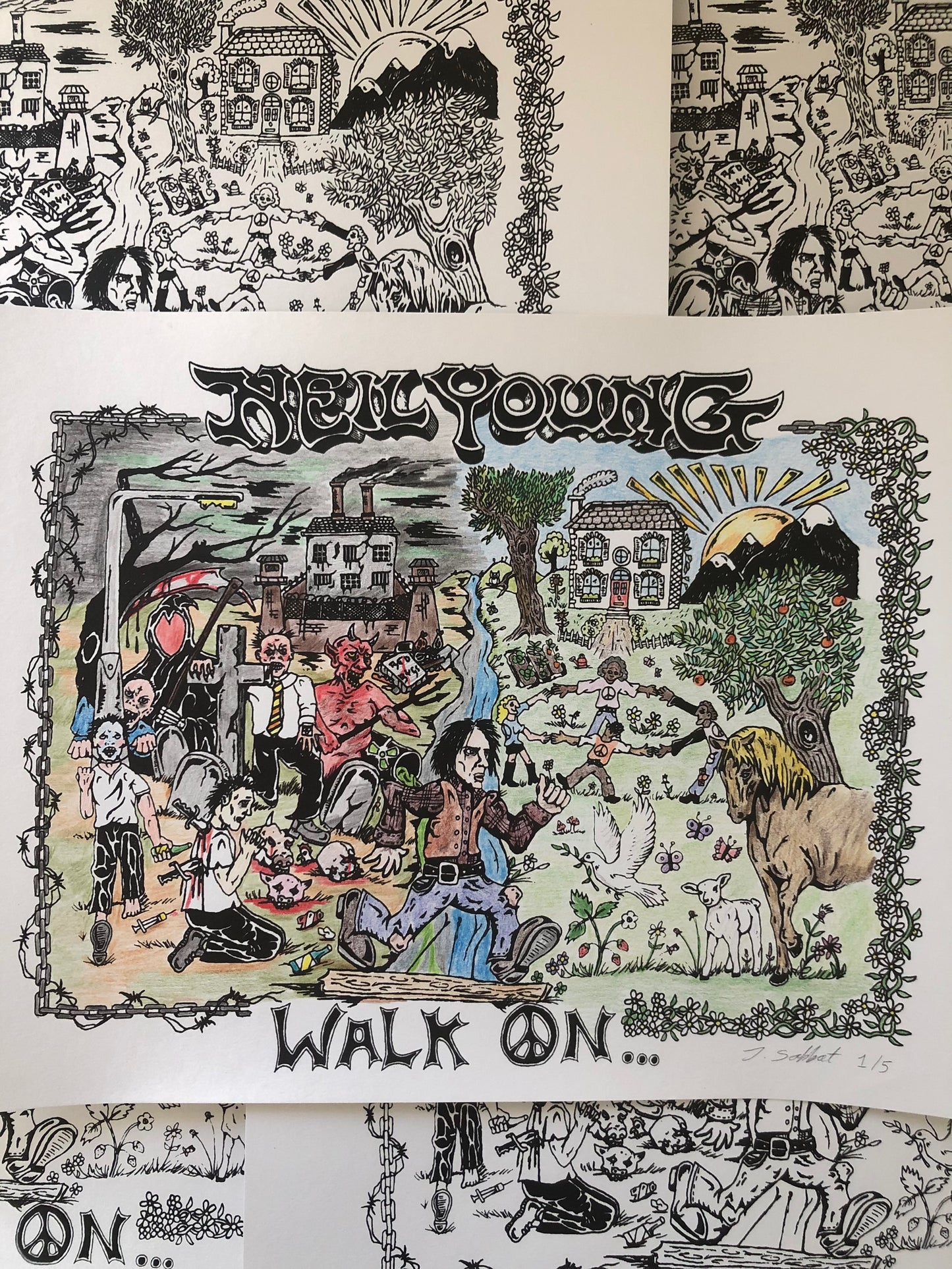 Keep Walking Limited Edition Hand Coloured print